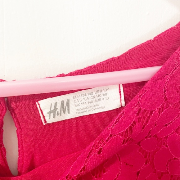 H&M Girls Red Lace Lined Dress Long Sleeves Size 8-10 yrs - Picture 6 of 6